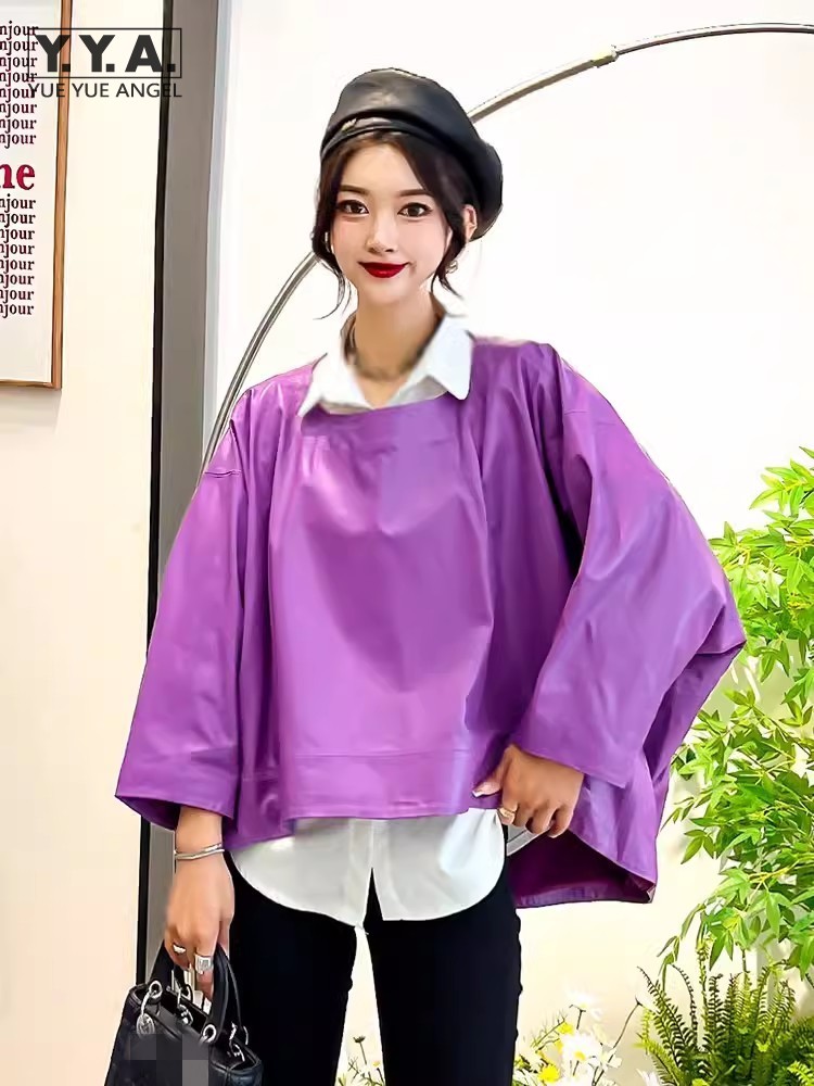 Women'S Fashion Leather Jacket - 여성 힙합 정품 가죽 자켓 루즈