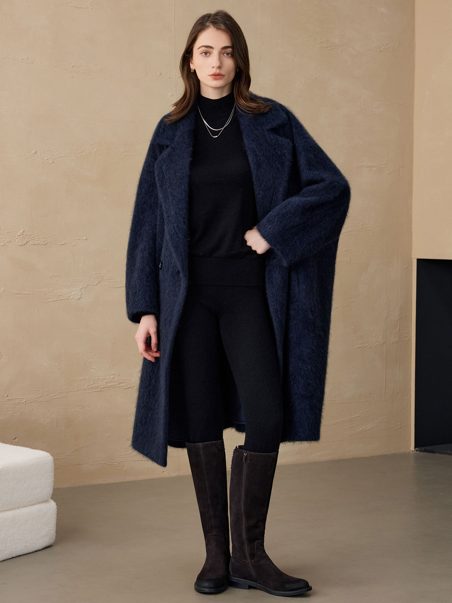 Women'S Fashion Blazer - Allingentle 여성용 블레이저 울 패션 롱