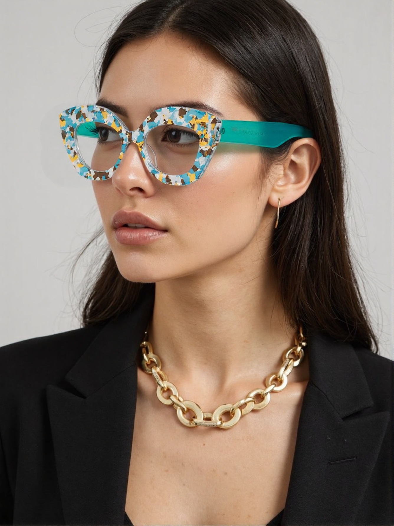 Women'S Fashion Glasses Non Prescription - 대형 프레임 캣아이 플로럴 글래스 텍스처