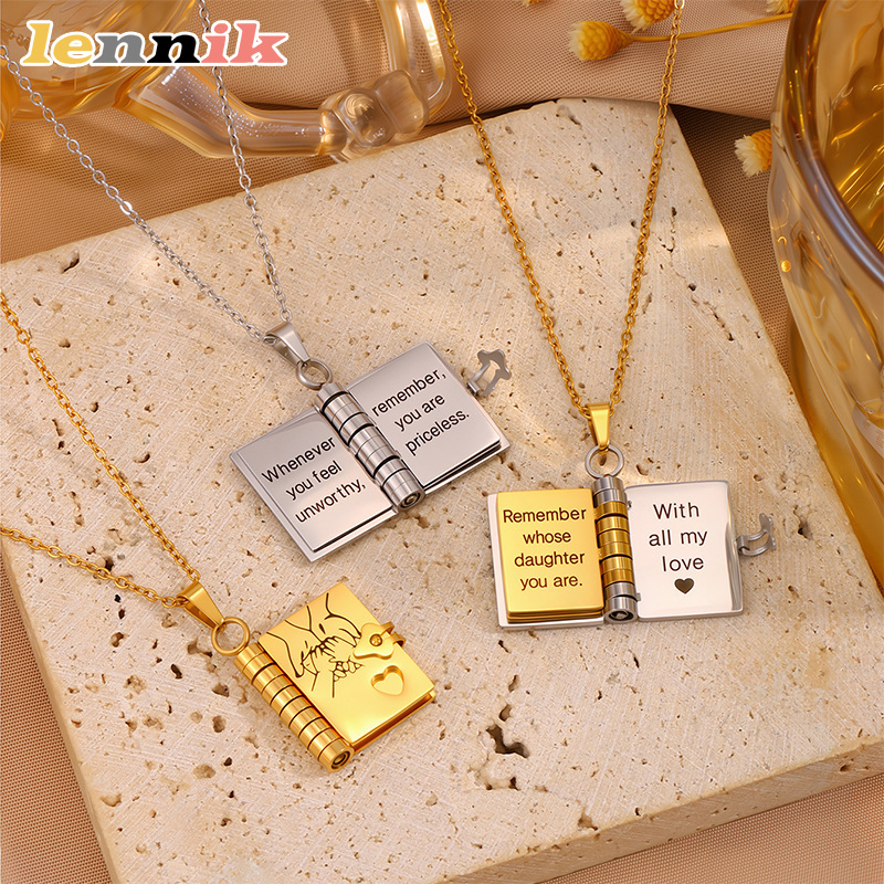 Women Fashion Open Now - LENNIK 열 수 있는 책 목걸이,