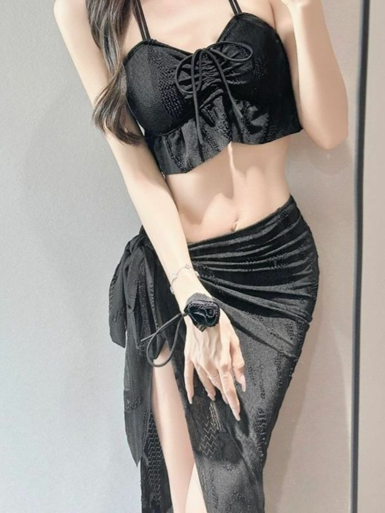 Women Fashion Style - 여성용 플로럴 투피스 수영복 패션 컷아웃