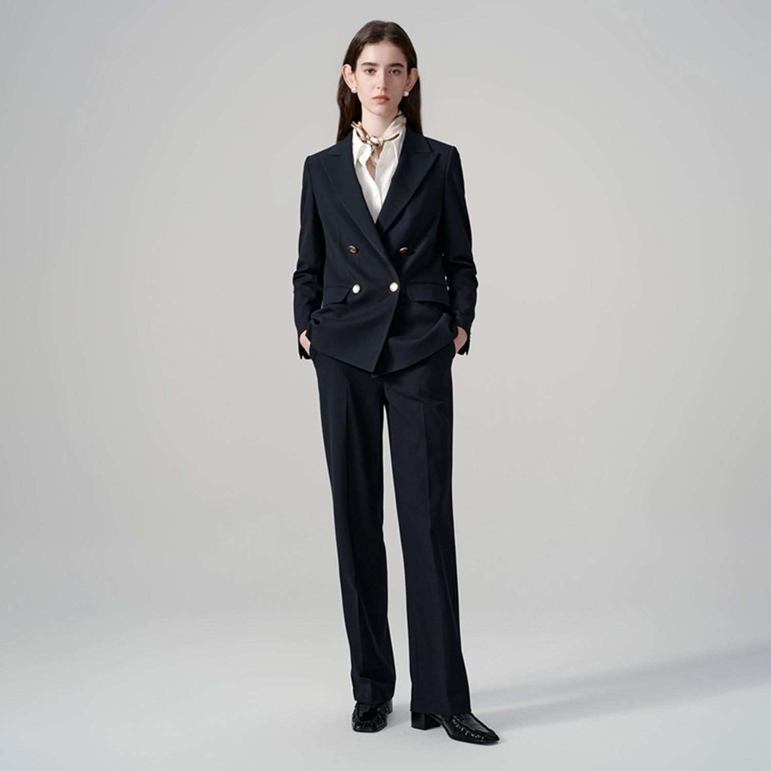 Women'S Fashion Blazer - 올링엔틀 여성 팬츠슈트 클래식 더블 브레스티드