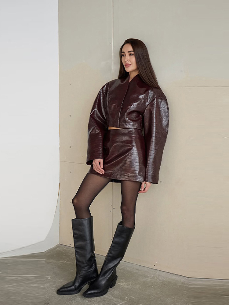 여성 레트로 가죽 재킷 시크 크롭 코트 하이웨이스트 랩 - Women'S Fashion Leather Jacket 리뷰 및 가격