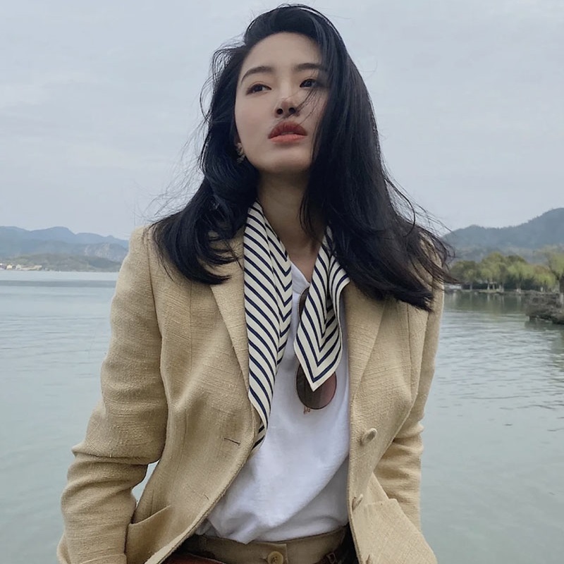 스트라이프 프린트 100% 실크 넥 헤드 헤어 스카프, - Women'S Fashion Hats 리뷰 및 가격