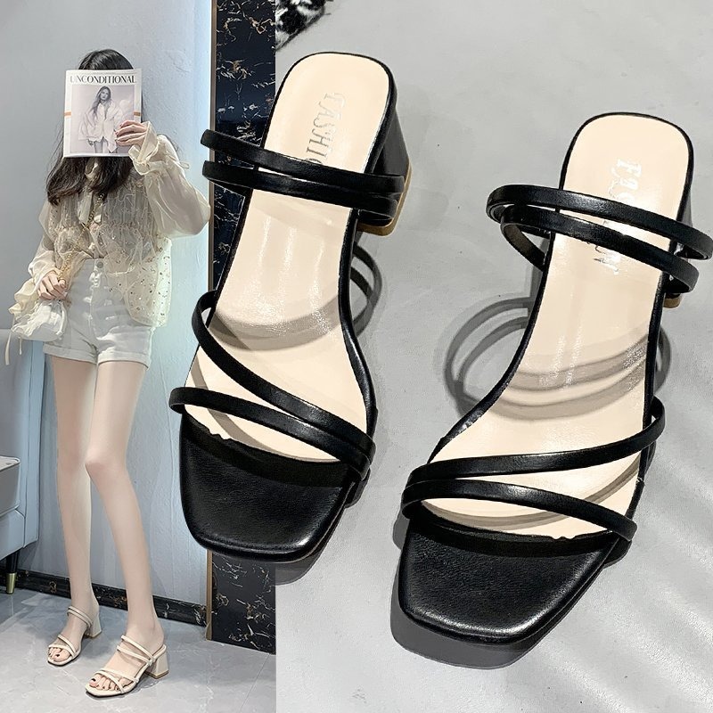 플러스 사이즈 두꺼운 굽 샌들 여성 여름 신상품 중간  - Women Fashion Online 리뷰 및 가격