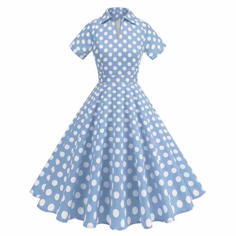 1950년대 미국 소녀 복고풍 유화 인쇄 반팔 패션 활 - Women'S Fashion In The 1950S 리뷰 및 가격