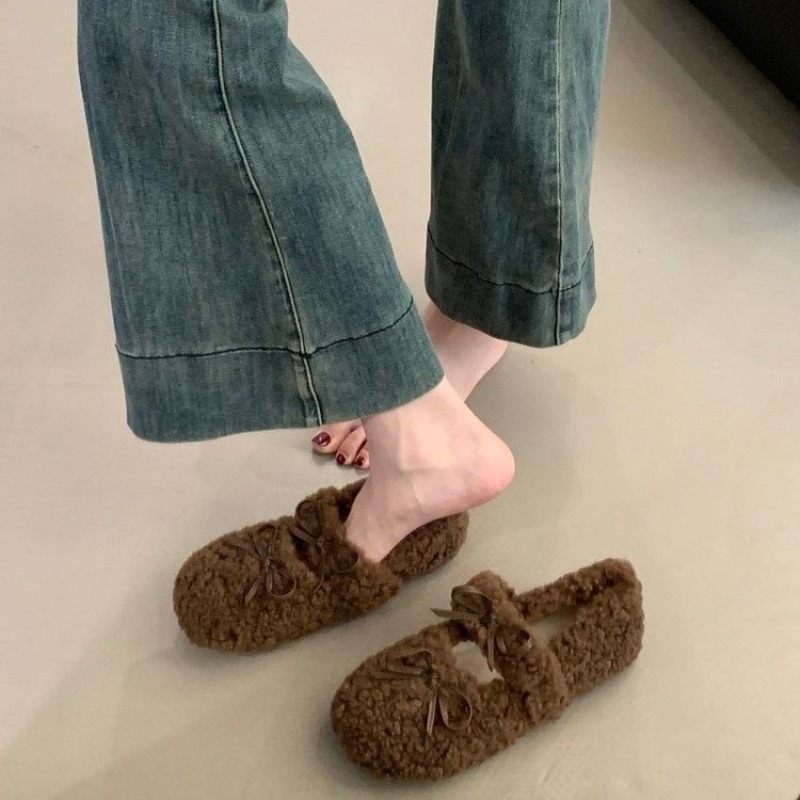 새로운 스타일 패션 여성용 양털 발레 플랫 스트랩 따뜻 - Women Fashion Online 리뷰 및 가격