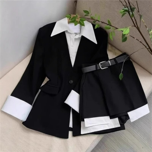 여성 투피스 스커트 세트 패치워크 블레이저 버튼 긴팔  - Women'S Fashion Blazer 리뷰 및 가격