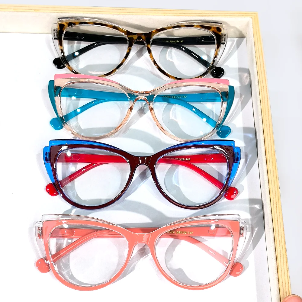 Cateye 투톤 블루 라이트 차단 안경, TR90 버 - Women'S Fashion Glasses Non Prescription 리뷰 및 가격