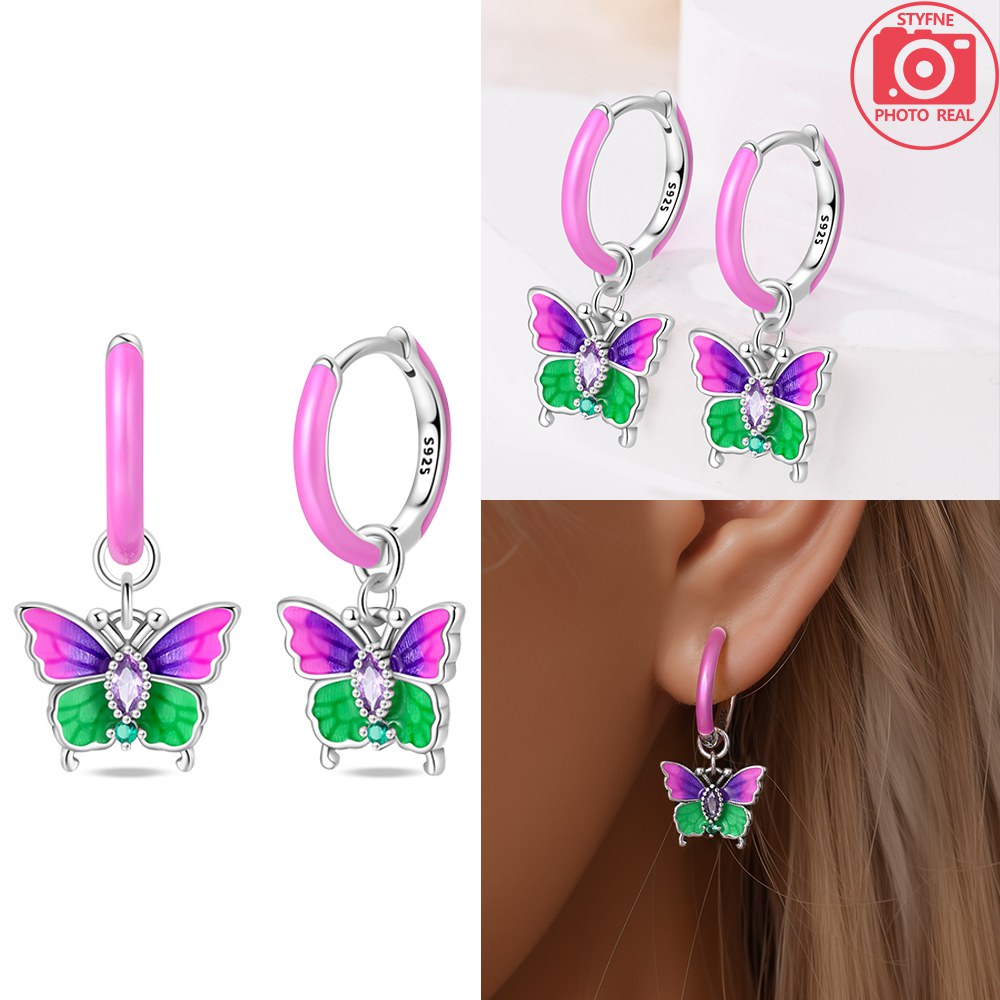 퍼플 도파민 나비 꿀벌 달콤한 로맨틱 귀걸이 후프 귀걸 - Women'S Fashion Website 리뷰 및 가격