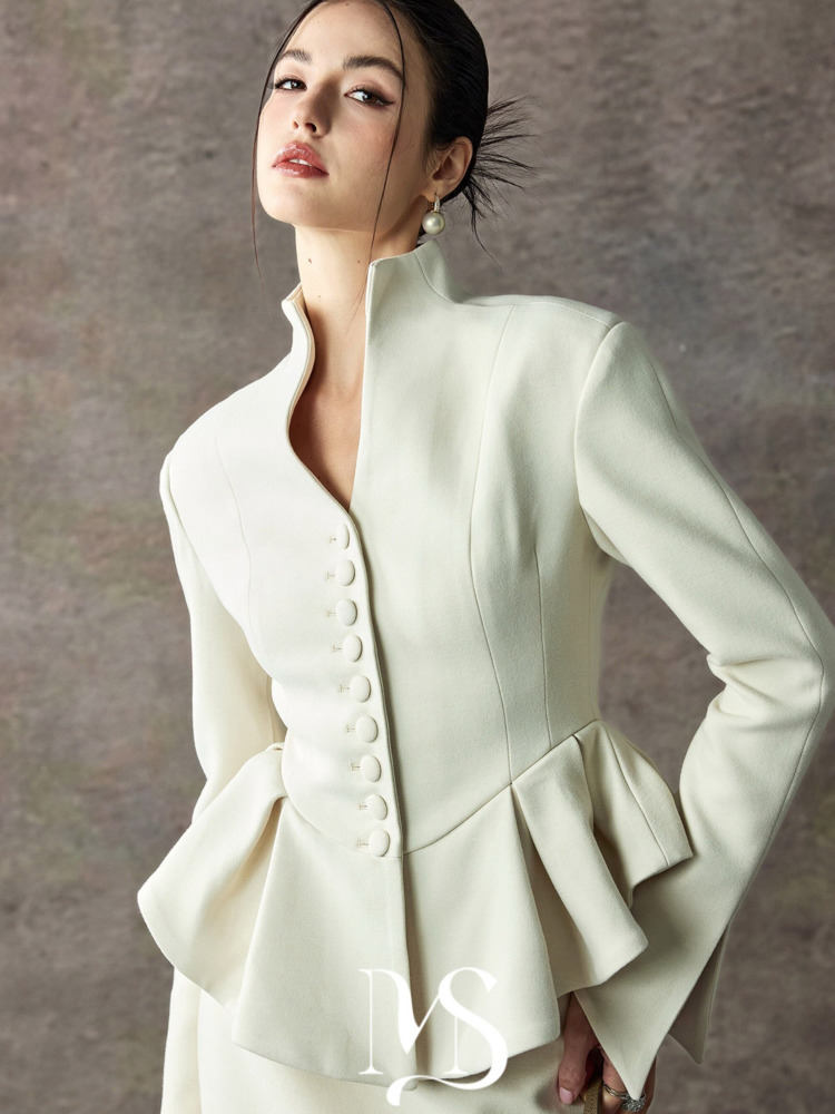 IG26 여성용 스탠드 칼라 페플럼 블레이저 & 미디  - Women'S Fashion Blazer 리뷰 및 가격