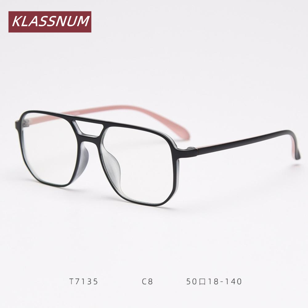 KLASSNUM 더블 브리지 스퀘어 안경 프레임 남성  - Women'S Fashion Glasses Non Prescription 리뷰 및 가격